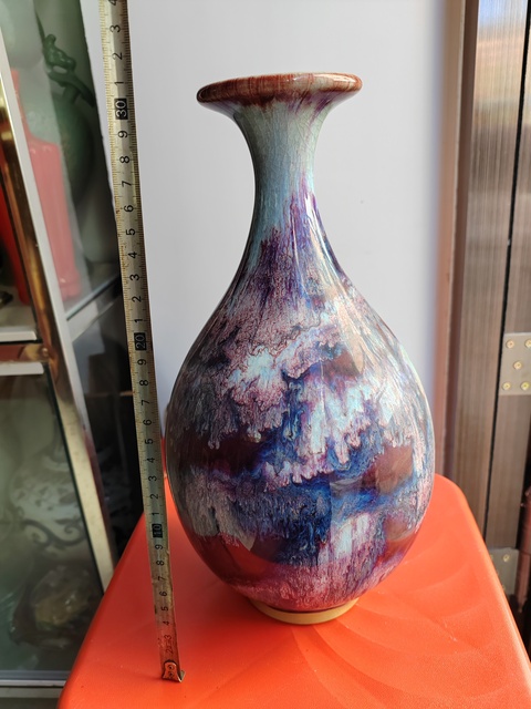 古玩陶瓷鈞窯窯變釉玉壺春瓶真品鑒賞圖