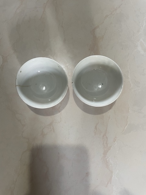 古玩陶瓷民國 粉彩百花不落地開窗山水杯真品鑒賞圖