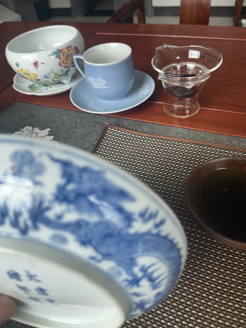 古玩陶瓷青花龍鳳紋臥盤真品鑒賞圖