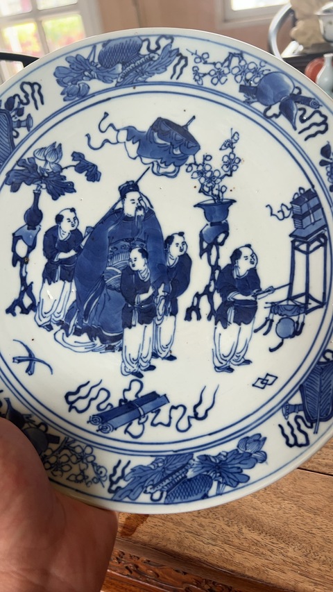 古玩陶瓷人物紋青花盤真品鑒賞圖