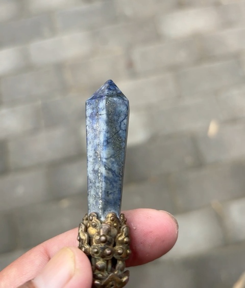 古玩玉器青金石帽頂真品鑒賞圖