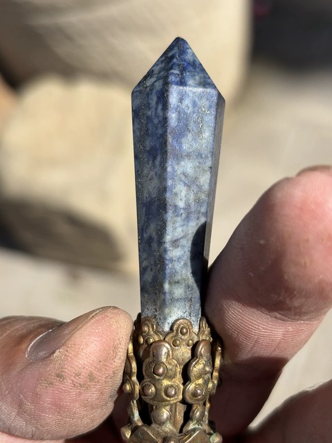 古玩玉器青金石帽頂真品鑒賞圖