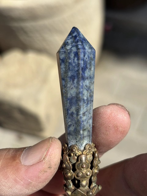 古玩玉器青金石帽頂真品鑒賞圖