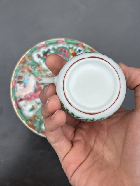 古玩陶瓷民國(guó)廣彩杯碟真品鑒賞圖