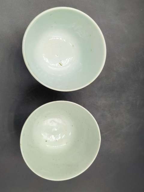 古玩陶瓷晚清.礬紅壽字杯一對拍賣，當前價格550元
