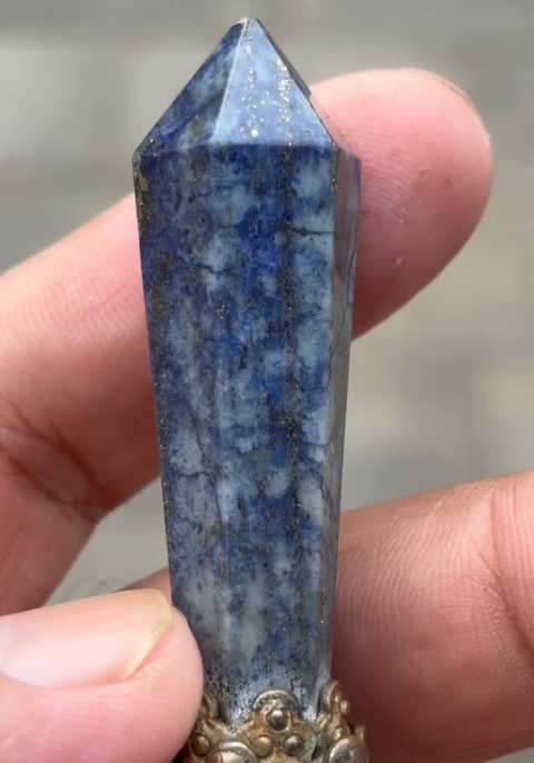 古玩玉器青金石帽頂真品鑒賞圖