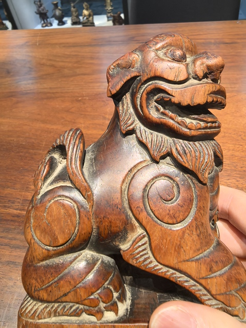 古玩雜項木雕獅子真品鑒賞圖