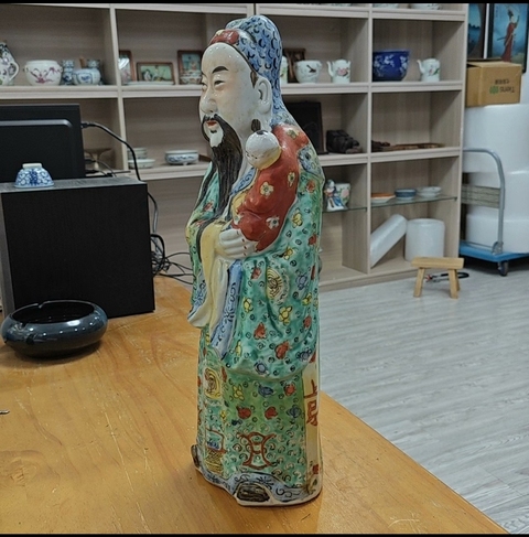 古玩陶瓷福星粉彩塑像真品鑒賞圖