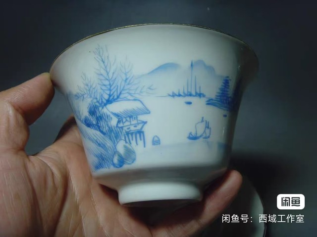 古玩陶瓷民國藍料彩蓋碗真品鑒賞圖