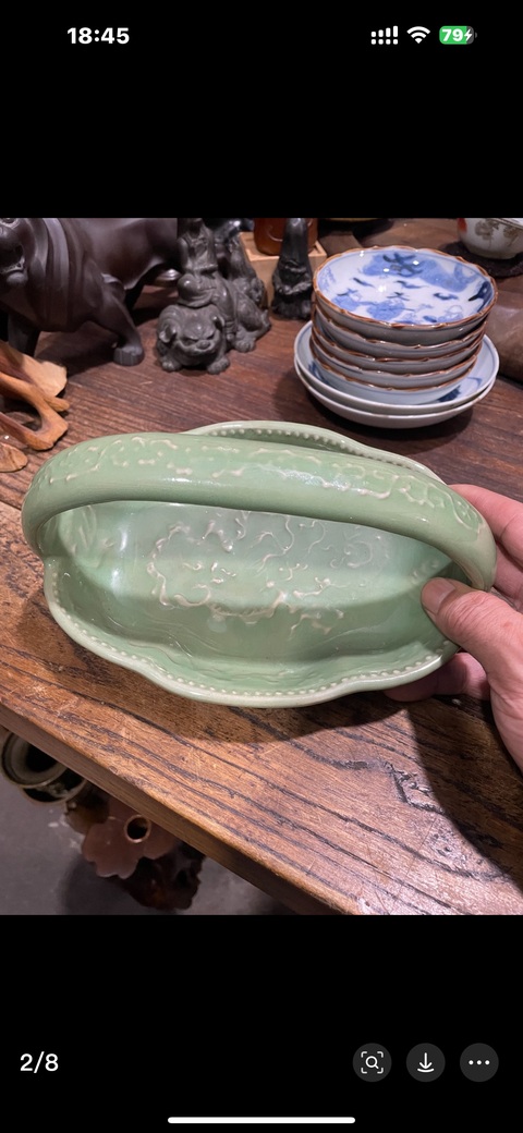 古玩陶瓷青瓷提籃真品鑒賞圖