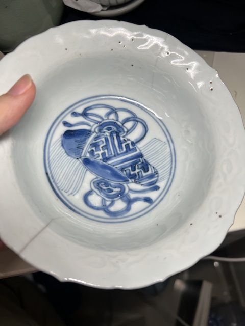 古玩陶瓷清代 青花折沿碗(日本瓷)真品鑒賞圖