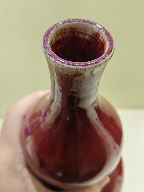 古玩陶瓷窯變紅釉葫蘆瓶真品鑒賞圖