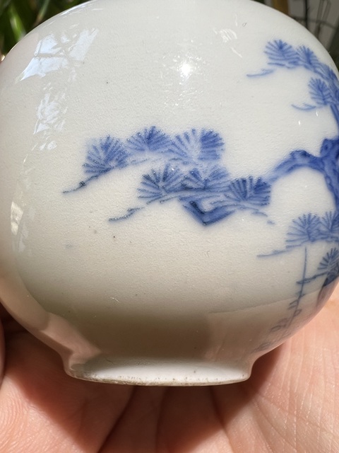 古玩陶瓷松竹梅鶴青花杯真品鑒賞圖