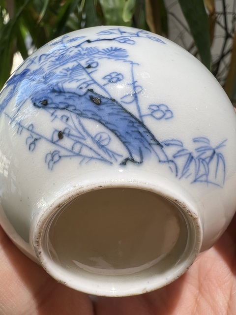 古玩陶瓷松竹梅鶴青花杯真品鑒賞圖