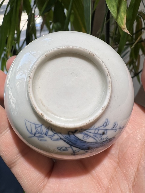 古玩陶瓷松竹梅鶴青花杯真品鑒賞圖