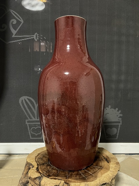 古玩陶瓷鈞紅釉截口瓶真品鑒賞圖