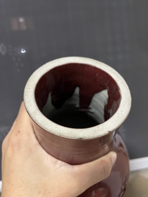 古玩陶瓷鈞紅釉截口瓶真品鑒賞圖