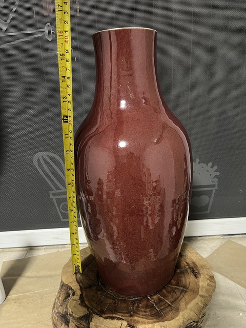 古玩陶瓷鈞紅釉截口瓶真品鑒賞圖
