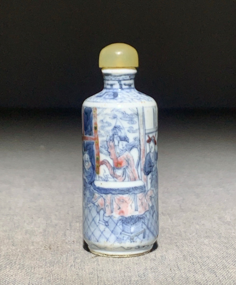 古玩陶瓷青花釉里紅人物故事鼻煙壺真品鑒賞圖