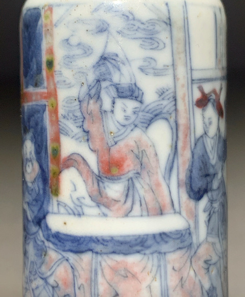 古玩陶瓷青花釉里紅人物故事鼻煙壺真品鑒賞圖