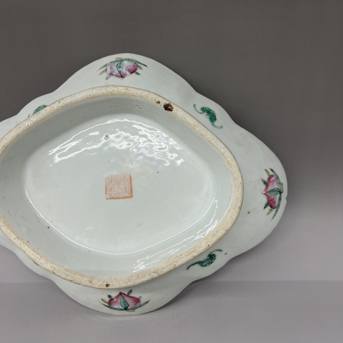 古玩陶瓷清晚期-粉彩花鳥紋海棠貢盤拍賣,當前價格1999元
