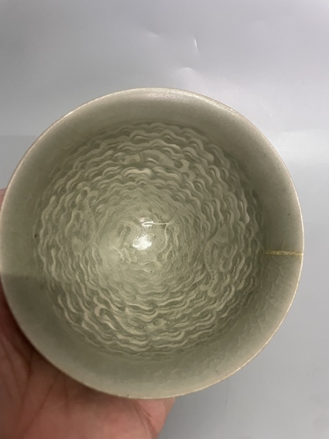 古玩陶瓷耀州窯海水游魚盞拍賣,當前價格12000元