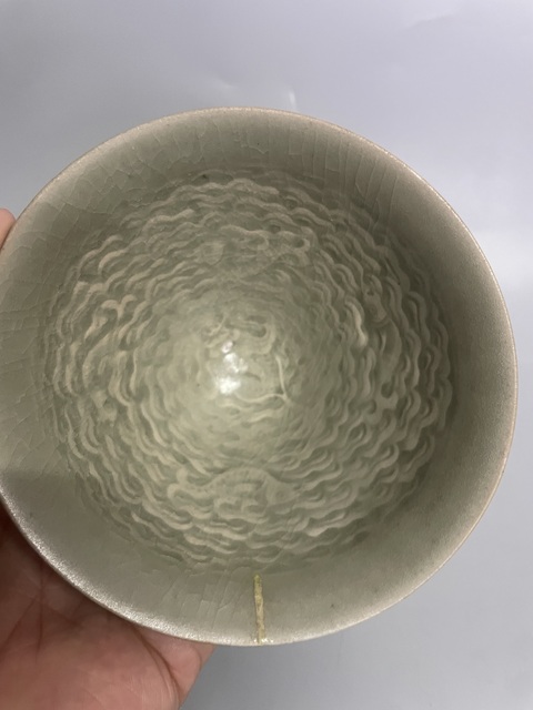 古玩陶瓷耀州窯海水游魚盞拍賣,當前價格12000元