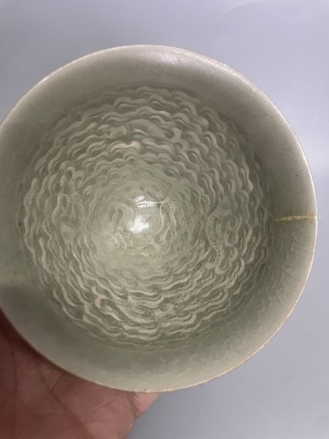 古玩陶瓷耀州窯海水游魚盞拍賣,當前價格12000元