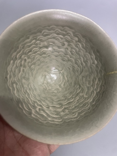古玩陶瓷耀州窯海水游魚盞拍賣,當前價格12000元
