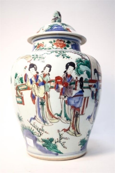 古玩陶瓷五彩人物紋將軍罐真品鑒賞圖