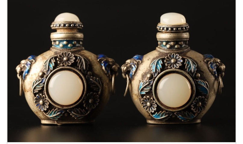 古玩玉器玉鑲鼻煙壺真品鑒賞圖