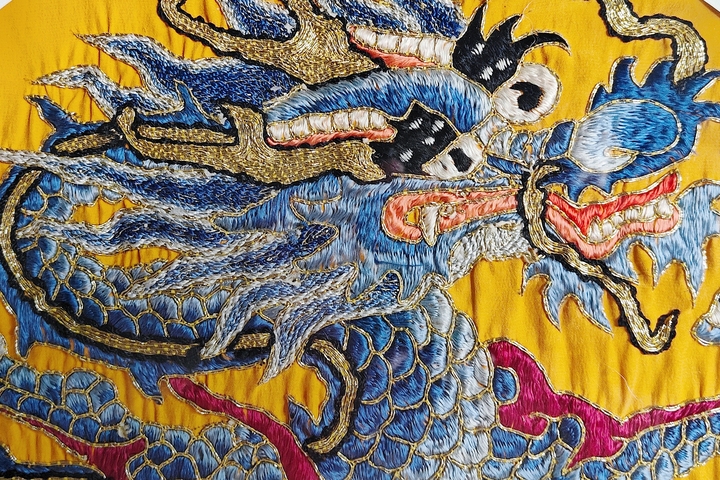 古玩雜項(xiàng)龍紋繡片真品鑒賞圖