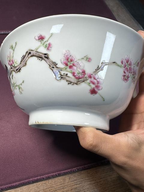 古玩陶瓷18世紀 粉彩喜上眉梢碗真品鑒賞圖