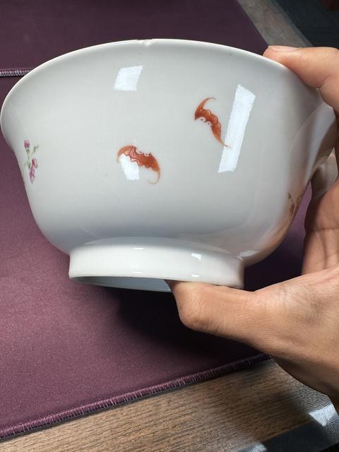 古玩陶瓷18世紀 粉彩喜上眉梢碗真品鑒賞圖