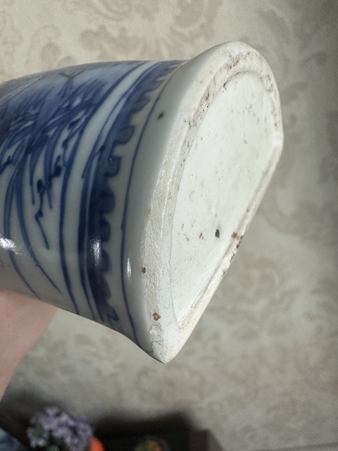 古玩陶瓷青花花鳥紋壁瓶真品鑒賞圖