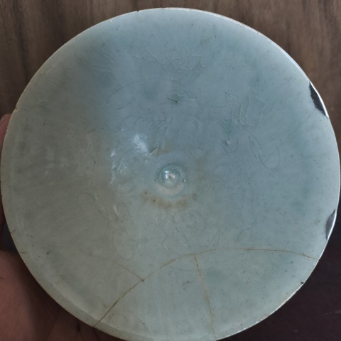 古玩陶瓷青白釉花卉紋斗笠盞真品鑒賞圖