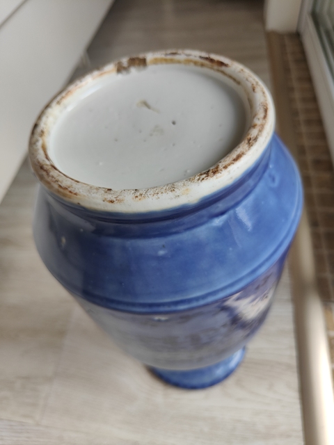 古玩陶瓷藍(lán)上藍(lán)夔龍紋盤口瓶，注意品相真品鑒賞圖