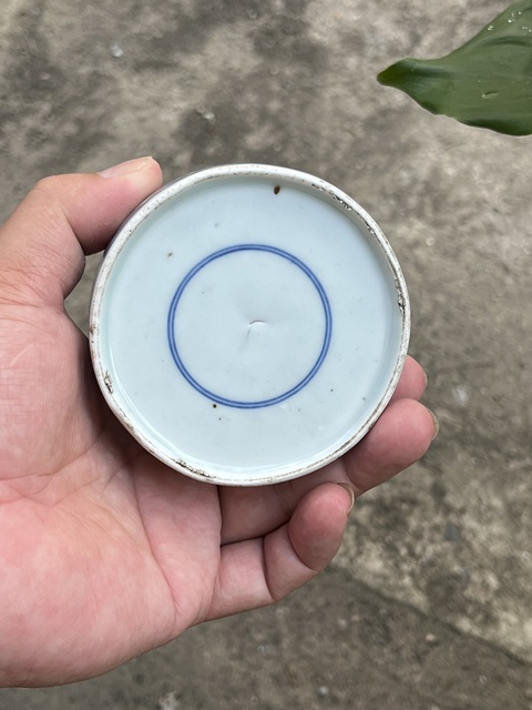 古玩陶瓷樓臺亭閣山水紋青花硯真品鑒賞圖