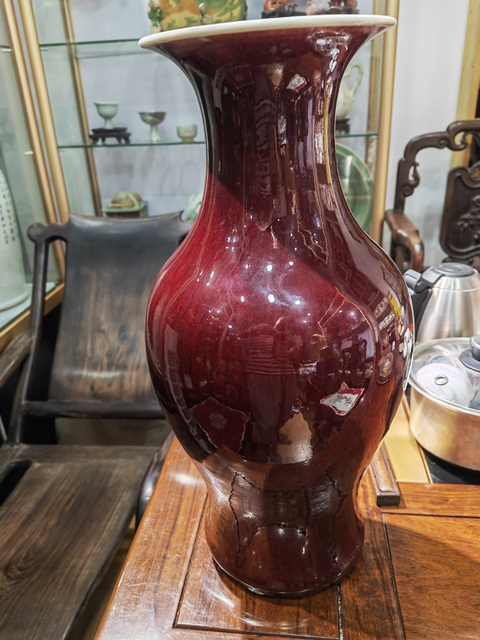 古玩陶瓷郎紅釉觀音瓶真品鑒賞圖