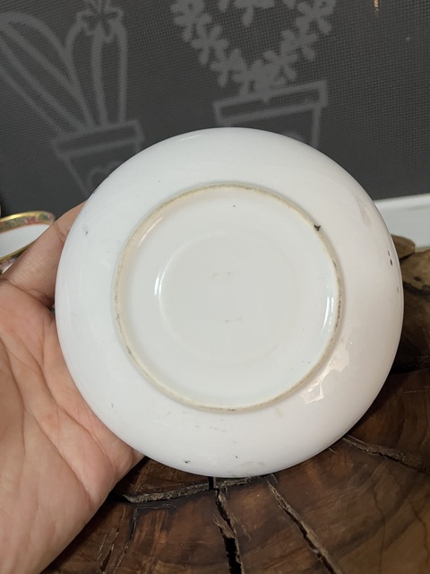 古玩陶瓷花鳥蝶紋廣彩杯盤拍賣,當前價格450元