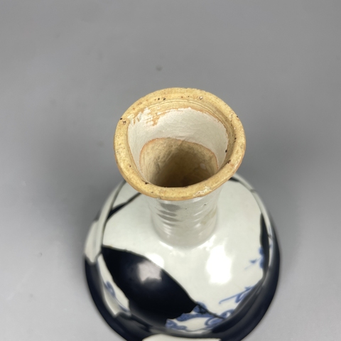 古玩陶瓷元青花印花高足杯，修復(fù)的挺好真品鑒賞圖