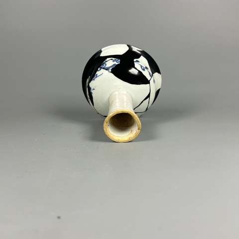 古玩陶瓷元青花印花高足杯，修復(fù)的挺好真品鑒賞圖