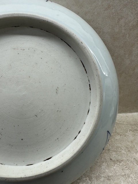 古玩陶瓷清康熙青花松鼠葡萄紋臥盤拍賣,當前價格20000元