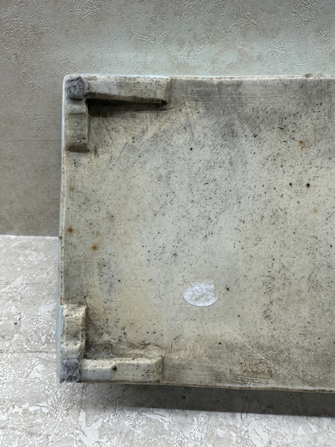 古玩陶瓷豆青釉堆白花卉四方水仙盆真品鑒賞圖