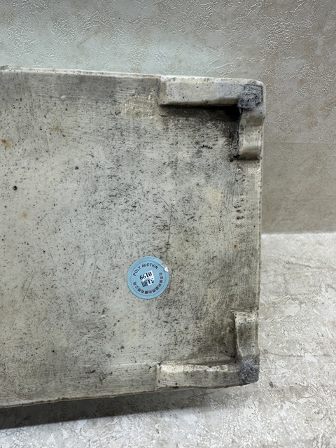 古玩陶瓷豆青釉堆白花卉四方水仙盆真品鑒賞圖