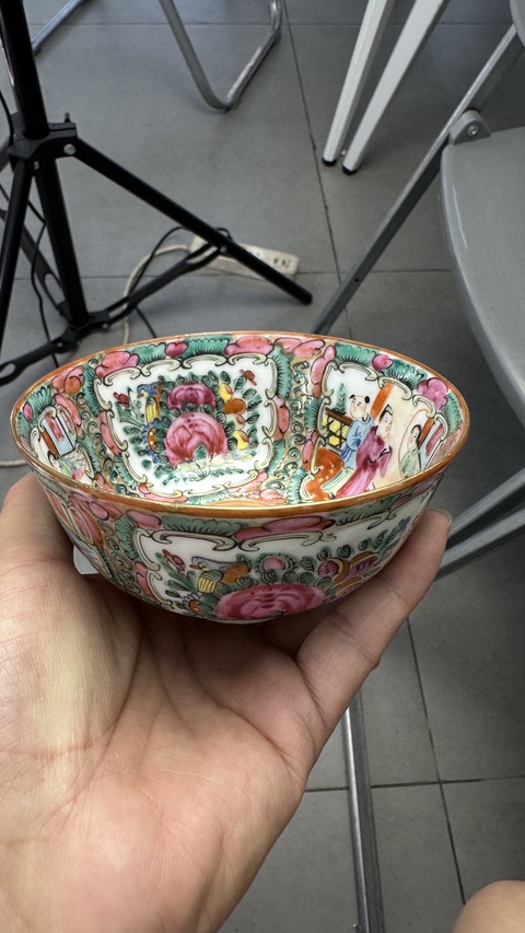 古玩陶瓷廣彩人物故事紋碗真品鑒賞圖