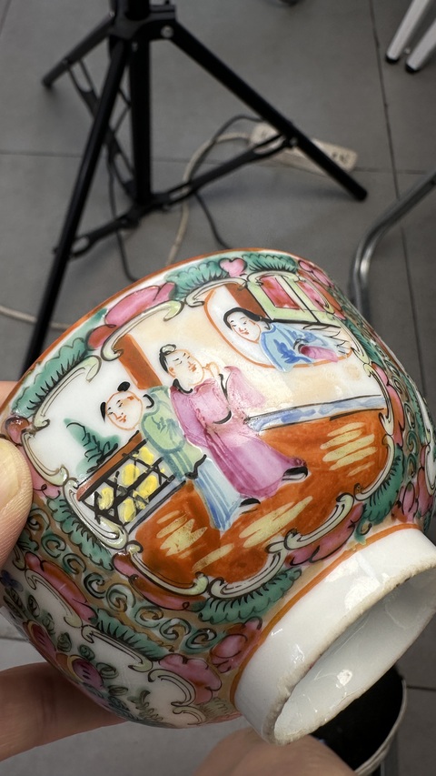 古玩陶瓷廣彩人物故事紋碗真品鑒賞圖