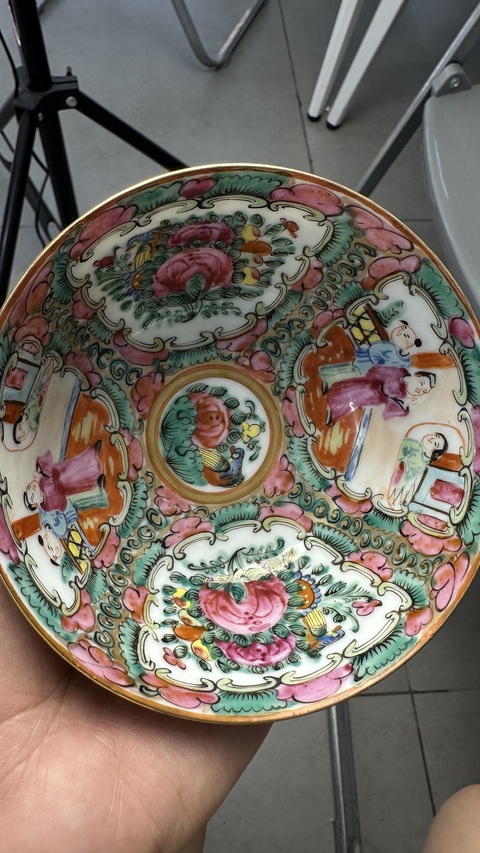 古玩陶瓷廣彩人物故事紋碗真品鑒賞圖