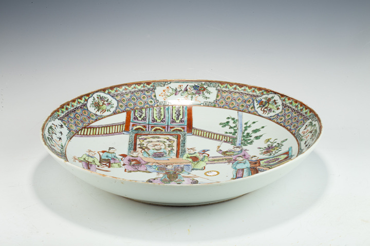 古玩陶瓷清晚·廣彩人物故事紋大盤(pán)拍賣(mài)，當(dāng)前價(jià)格15096元