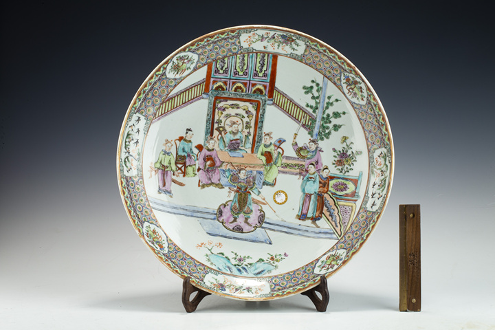 古玩陶瓷清晚·廣彩人物故事紋大盤(pán)拍賣(mài)，當(dāng)前價(jià)格15096元